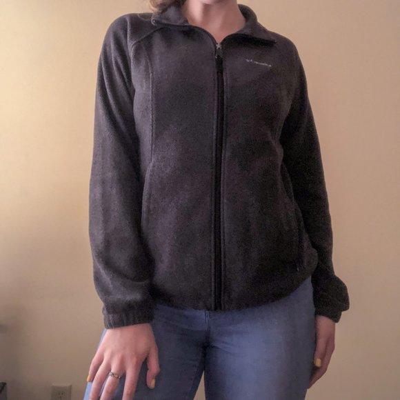 Medium Women's Grey Fleece Columbia Jacket - Picture 2 of 7